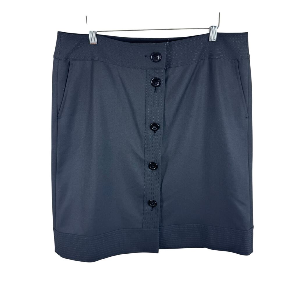 Ann Taylor‎ Black Button Front Lined Straight Above Knee Dressy Skirt Size 14